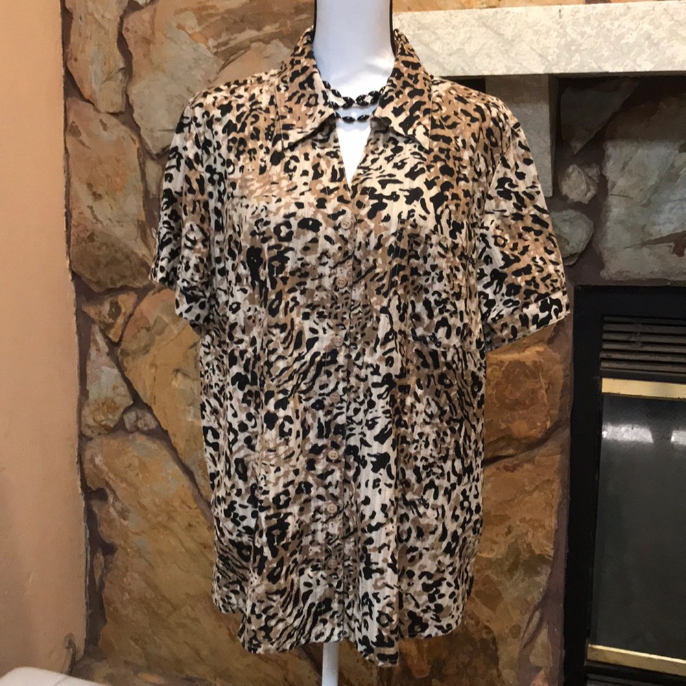Leopard print button down shirt